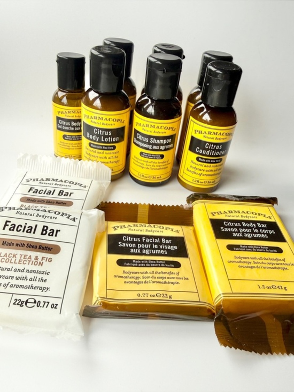 Pharmacopia Travel Set: 11 Pieces: Shampoo, Conditioner, Body Wash, Lotion, Soap